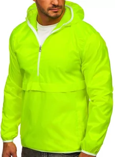 Kurtki męskie - Żółty-neon przejściowa kurtka męska sportowa anorak z kapturem BOLF 5061 - grafika 1