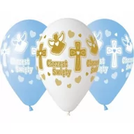 Pamiątka Chrztu Świętego - Gemar Balloons Balony 13", "Chrzest Chłopca", mix, Gemar, 5 szt GS120/617BN - miniaturka - grafika 1