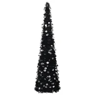 Choinki - vidaXL Składana, sztuczna choinka, czarna, 150 cm, PET - miniaturka - grafika 1