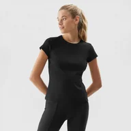 Koszulki sportowe damskie - Damski t-shirt basic 4F 4FRAW23TTSHF1335 - czarny - miniaturka - grafika 1