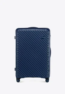 Duża walizka z polipropylenu w tłoczone paski granatowa - Walizki Duża walizka z polipropylenu w tłoczone paski granatowa - Walizki - miniaturka - grafika 1
