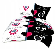 Pościel - pościel bawełna lux 160x200 + 2 poszewka B 254-1 her his czarny - miniaturka - grafika 1