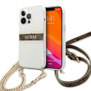 Guess GUHCP13XKC4GBGO iPhone 13 Pro Max 6,7" Transparent hardcase 4G Brown Strap Gold Chain 3666339025021 - Etui i futerały do telefonów - miniaturka - grafika 1