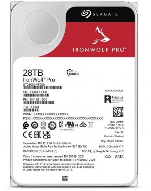 SEAGATE Ironwolf PRO Enterprise NAS HDD 28TB 7200rpm 6Gb/s SATA 256MB cache 8.9cm 3.5inch 24x7 for NAS RAID Rackmount systems BL