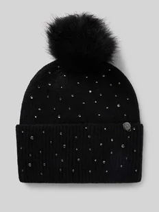 Czapka beanie z obszyciem z ozdobnych kamieni - Czapki damskie - miniaturka - grafika 1