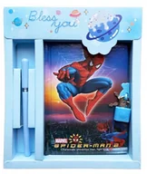 Notesy i bloczki - NOTES z kłódką i kluczykiem SPIDERMAN + długopis notatnik zeszyt na kluczyk - miniaturka - grafika 1