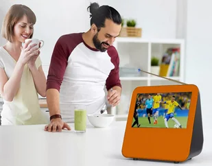 Mini telewizor przenośny 7" DVB-T2 H.265 Pomarańcz - Kable - miniaturka - grafika 6