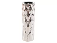 Wazony i flakony - Wazon ceramiczny z kryształkami glamour srebrny okrągły wysoki pikowany 27cm - miniaturka - grafika 1