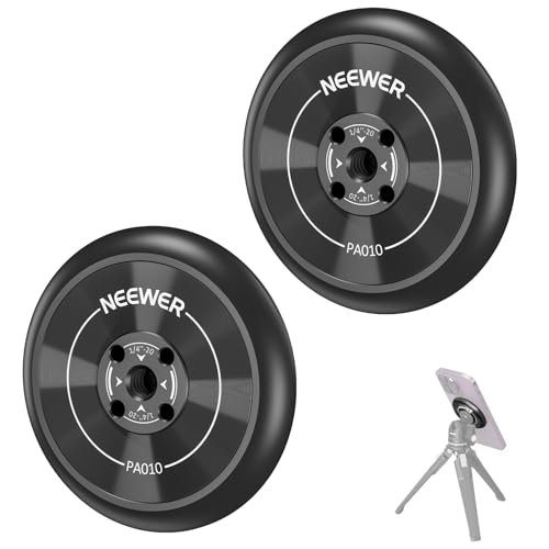 NEEWER Magnetyczny uchwyt na statyw do telefonu komórkowego, adapter z samoprzylepnym pierścieniem magnetycznym, 2 sztuki, kompatybilny z iPhone 16 Pro Max 15 14 13, gwint MagSafe 1/4