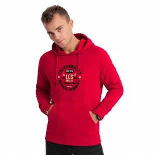 Bluza męska kangurka z nadrukiem czerwona V2 OM-SSPS-0151 XL - Bluzy męskie - miniaturka - grafika 1