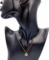 Naszyjniki - Naszyjnik celebrytka ze stali chirurgicznej z okrągłą zawieszką cyrkonie piórko grawer - miniaturka - grafika 1