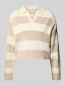 Swetry damskie - Sweter z dzianiny z kołnierzykiem polo - miniaturka - grafika 1