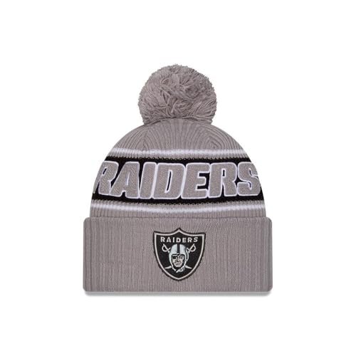 New Era Las Vegas Raiders NFL 2024 Sideline Sport Knit Szary Czapka z Pomponem - One-Size