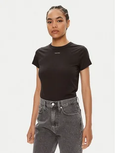Calvin Klein T-Shirt Nano Logo K20K207212 Czarny Slim Fit - Koszulki i topy damskie - miniaturka - grafika 1