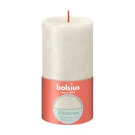 Świece - Świeca pieńkowa rustic Shimmer 130/68 biało-perłowa - miniaturka - grafika 1