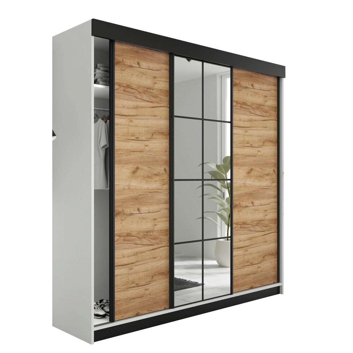 Szafa LAMARO biały i dąb craft złoty - 250x205x59