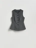 Marynarki i żakiety damskie - Reserved - Kamizelka z wiskozą - ciemnoszary - miniaturka - grafika 1