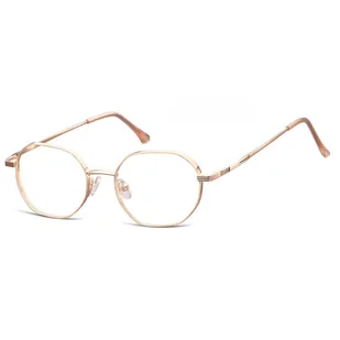 Okulary zerówki sześcioboczne oprawki korekcyjne medium M297 różowe złote - Okulary korekcyjne, oprawki, szkła - miniaturka - grafika 1