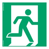 Systemy ekspozycyjne i znaki informacyjne - AE002 WYJŚCIE EWAKUACYJNE PRAWOSTRONNE, TS - PŁYTA TD FOTOLUMINESCENCYJNA; (250X250MM) - miniaturka - grafika 1