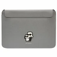 Etui i futerały do telefonów - Karl Lagerfeld Sleeve KLCS16SAKCPMG 16" srebrny/silver Saffiano Karl&Choupette - miniaturka - grafika 1