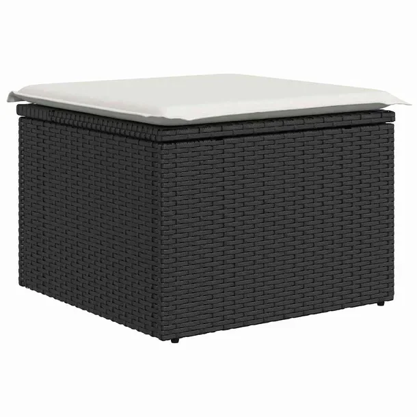Zestaw Wypoczynkowy Rattanowy z Poduszkami, Czarny, 3x Siedzisko, 1x Naroż