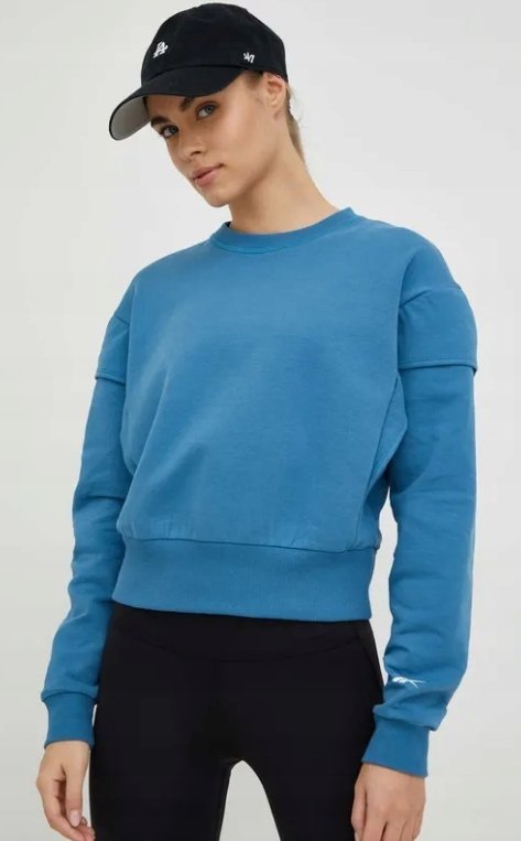 REEBOK BLUZA DAMSKA NIEBIESKA Z LOGO CASUAL M 0Z0D2* TŁA