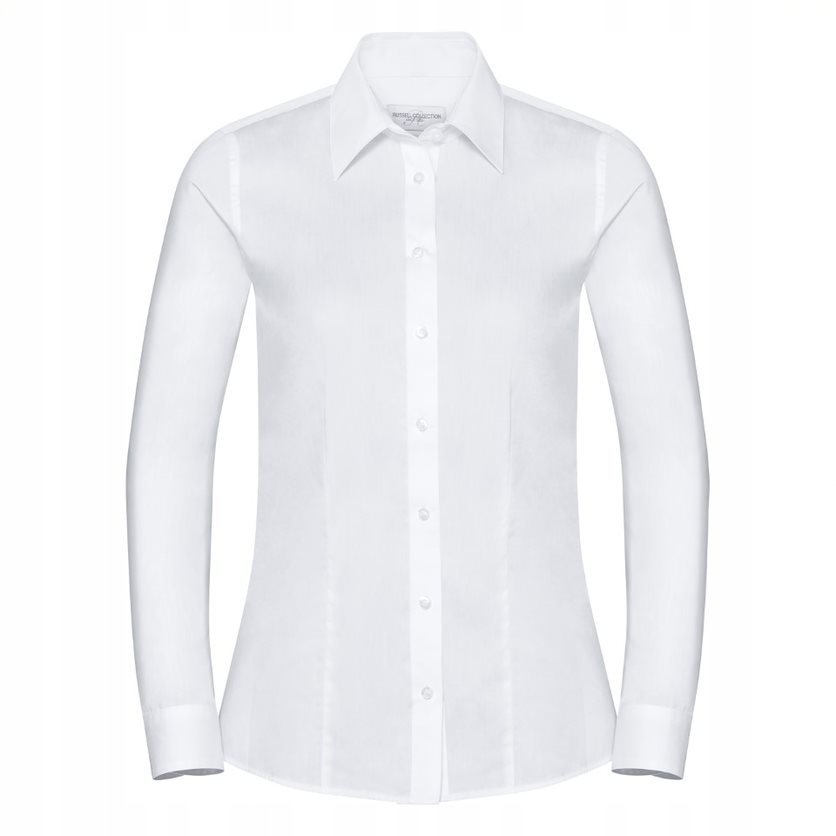 Koszula damska z długim rękawem dopasowana Biały r. XS