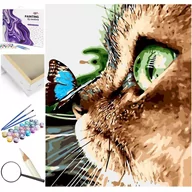 Malowanie po numerach - Kot I Motyl - miniaturka - grafika 1