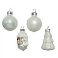 Bombki - Bombki szklane choinkowe białe Mikołaj Choinka 9sztuk - miniaturka - grafika 1