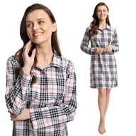Bielizna nocna - Koszula Damska Luna Kod 157 Granatowa Kremowa Krata Flanela  3Xl - miniaturka - grafika 1