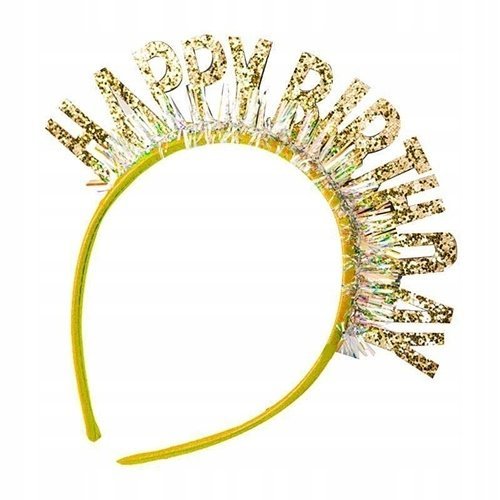 OPASKA DO WŁOSÓW URODZINY HAPPY BIRTHDAY ZŁOTY