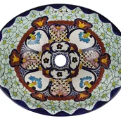 Umywalki - Meksykańska umywalka wpuszczana w blat Juanetta – mała owalna umywalka łazienkowa 41 x 30 x 13 cm Umywalka dekoracyjna - miniaturka - grafika 1