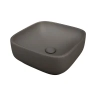 Umywalki - Massi Umywalka ceramiczna nablatowa kwadratowa brązowa bez otworu na baterię 40x40 cm UNO 2 Mokka Matt - miniaturka - grafika 1