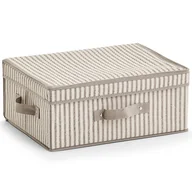 Pudła i pojemniki do przechowywania - Zeller Pudełko do przechowywania z pokrywką z Stripes, z włókniny, Beige (14645) - miniaturka - grafika 1