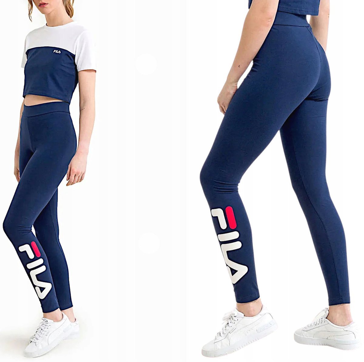 LEGGINSY DAMSKIE GETRY FILA WOMEN LEGGINGS SPODNIE DRESOWE GRANATOWE ROZM M