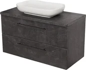 Szafki łazienkowe - Szafka łazienkowa grafitowa wisząca z umywalką 100/48 Negra - miniaturka - grafika 1