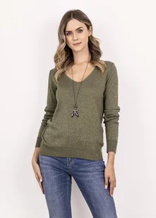 Swetrowa bluzka - SWE347 zielony - Swetry damskie - miniaturka - grafika 1