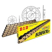Części motocyklowe - Zestaw łańcuchów DID stal 520VX3 / 112 zapięcie na klips do Aprilia Classic 125 ccm - miniaturka - grafika 1