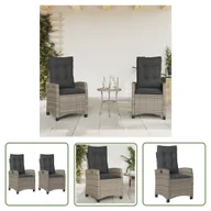 Fotele i krzesła ogrodowe - The Living Store Rozkładane krzesła ogrodowe - 2 szt. - poduszki - szary rattan PE - Krzesło Ogrodowe - miniaturka - grafika 1