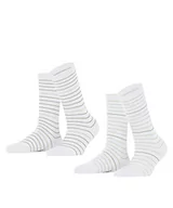 Skarpetki damskie - ESPRIT Fine Stripe 2-Pack skarpety damskie trwałe bawełna organiczna czarne szare plus kolory wzmocnione fantazyjny wzór z kolorowymi paskami zestaw 2 par, biały (Raw White 2100), 39-42 EU - miniaturka - grafika 1