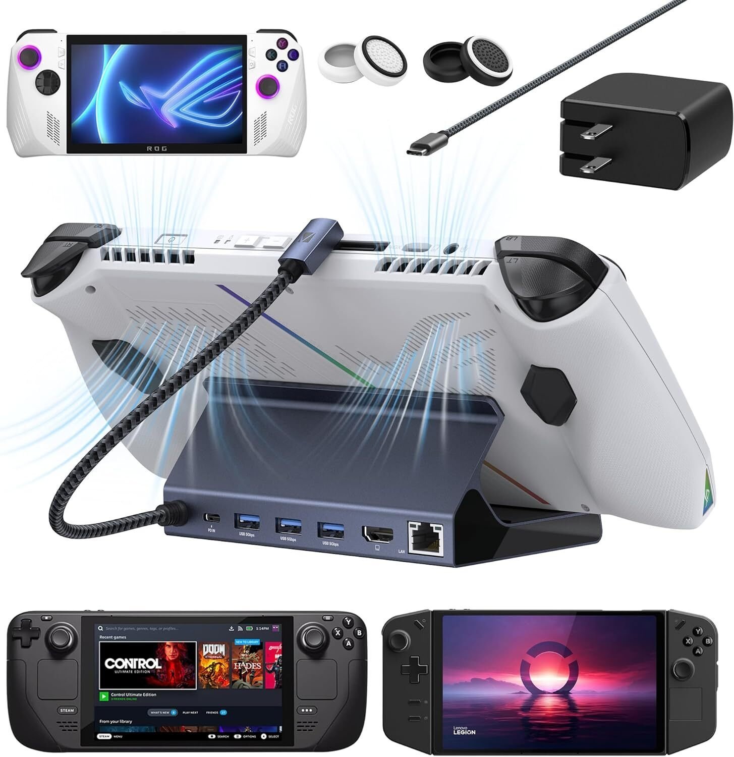 iVANKY Stacja dokująca 8w1 ROG Ally Dock z ładowarką 65W PD USB HDMI B08VJ3VH1H