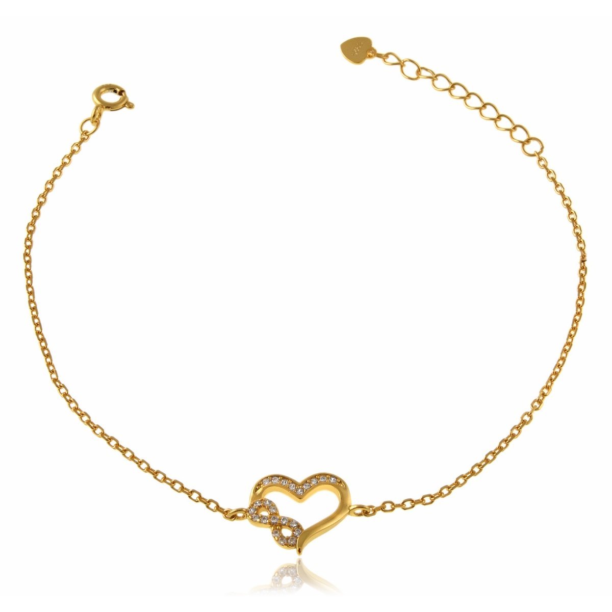 Bransoletka złota z sercem i nieskończonością Srebro 925 pozłacane