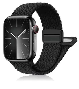 opaska pasek bransoleta NYLON MAGNETIC Apple Watch 1/2/3/4/5/6/7/8/9/10/Ultra 1/2/SE 42/44/45/46/49mm czarna - Akcesoria do smartwatchy - miniaturka - grafika 1