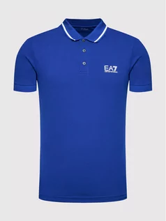 Koszulki męskie - Emporio Armani EA7 Polo 8NPF06 PJ04Z 1597 Niebieski Regular Fit - grafika 1