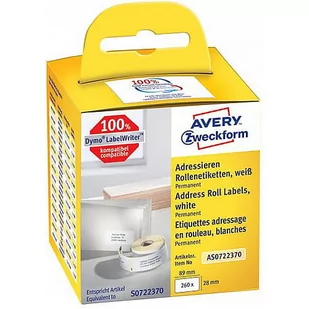 Avery Zweckform Etykiety Na Rolce ZWECKFORM 89x28 Trwałe Do Drukarek DYMO Label Writer Białe 260szt ZW638 - Etykiety do drukarek - miniaturka - grafika 2
