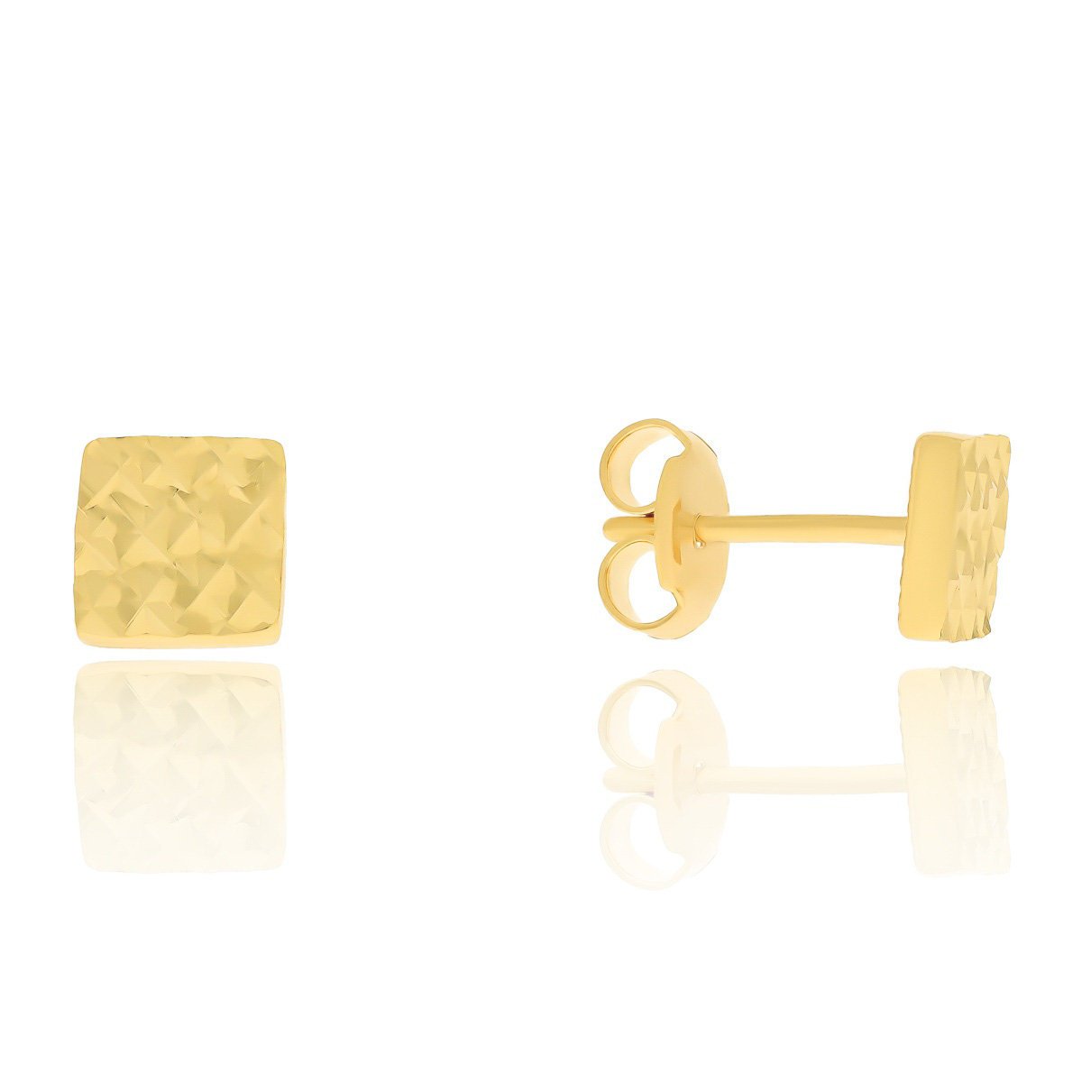 Złote kolczyki kwadraty grawerowane sztyfty pr. 333