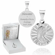 Dewocjonalia - Srebrny medalik pr. 925 Matka Boska Grawer - miniaturka - grafika 1