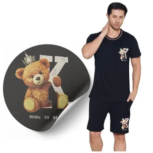 PIŻAMA MĘSKA KRÓTKI RĘKAW KRÓTKIE SPODENKI CZARNA Z WISKOZY WISKOZA NA PREZENT KRÓTKA LETNIA XXL - Piżamy damskie - miniaturka - grafika 1
