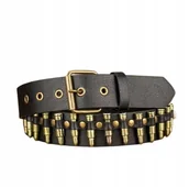 Paski - Pas pasek rockowy gotycki punkowy biker NABOJE ŁUSKI alt PUNK Y2K 120 cm - miniaturka - grafika 1