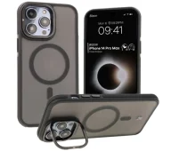 Etui i futerały do telefonów - Bizon Etui z podstawką i pierścieniem magnetycznym Case Eclipse do iPhone 14 Pro Max, przydymione z czarną ramką - miniaturka - grafika 1